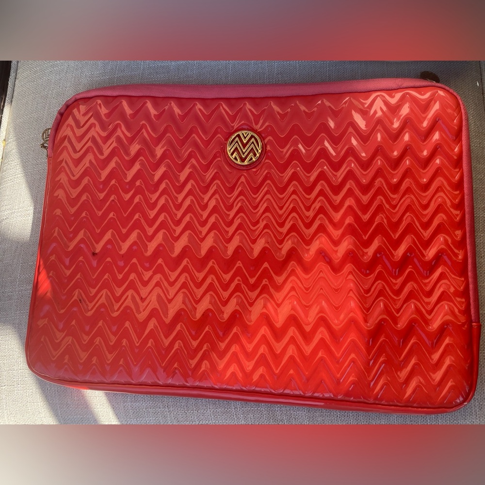 Red Laptop Sleeve with Chevron Pattern